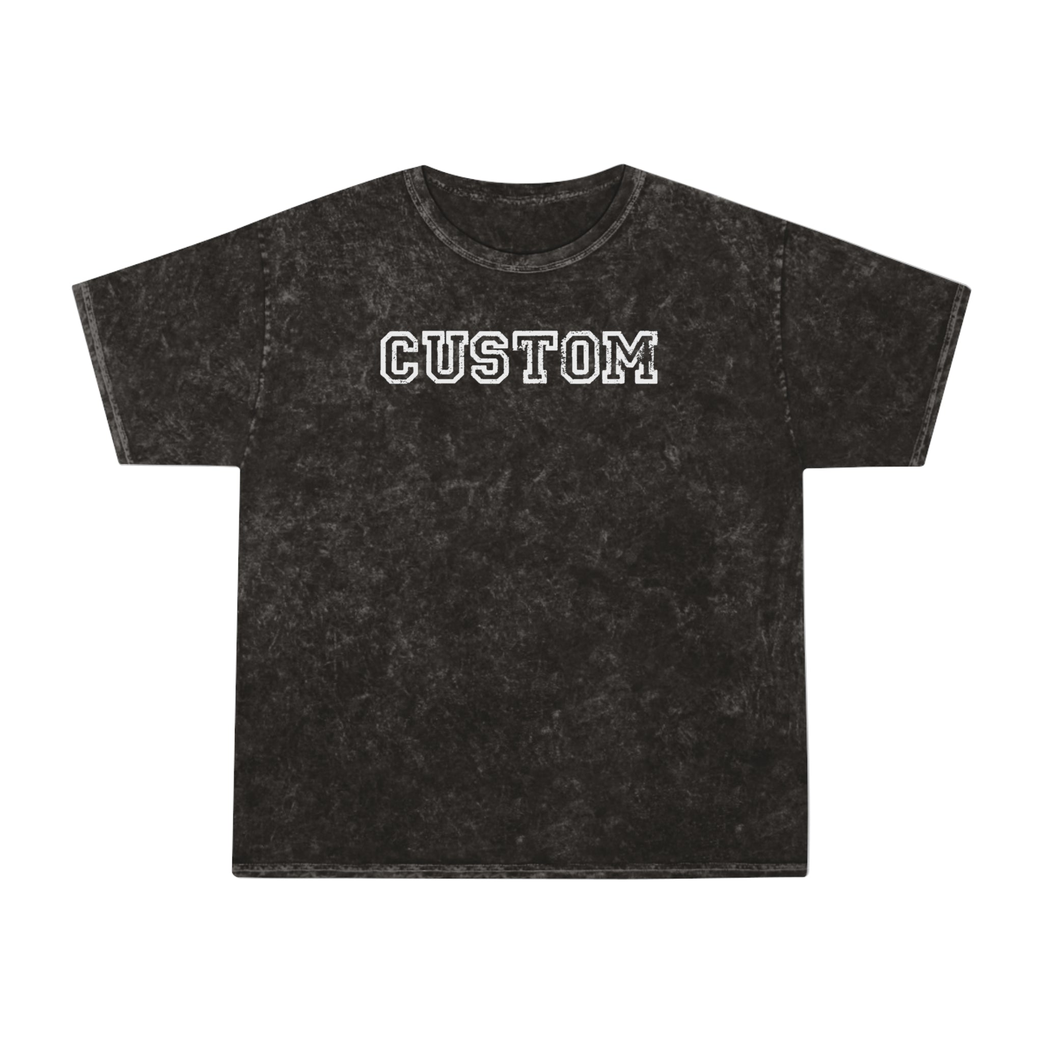 Custom Vintage Mineral Wash T-Shirt — White Varsity Text