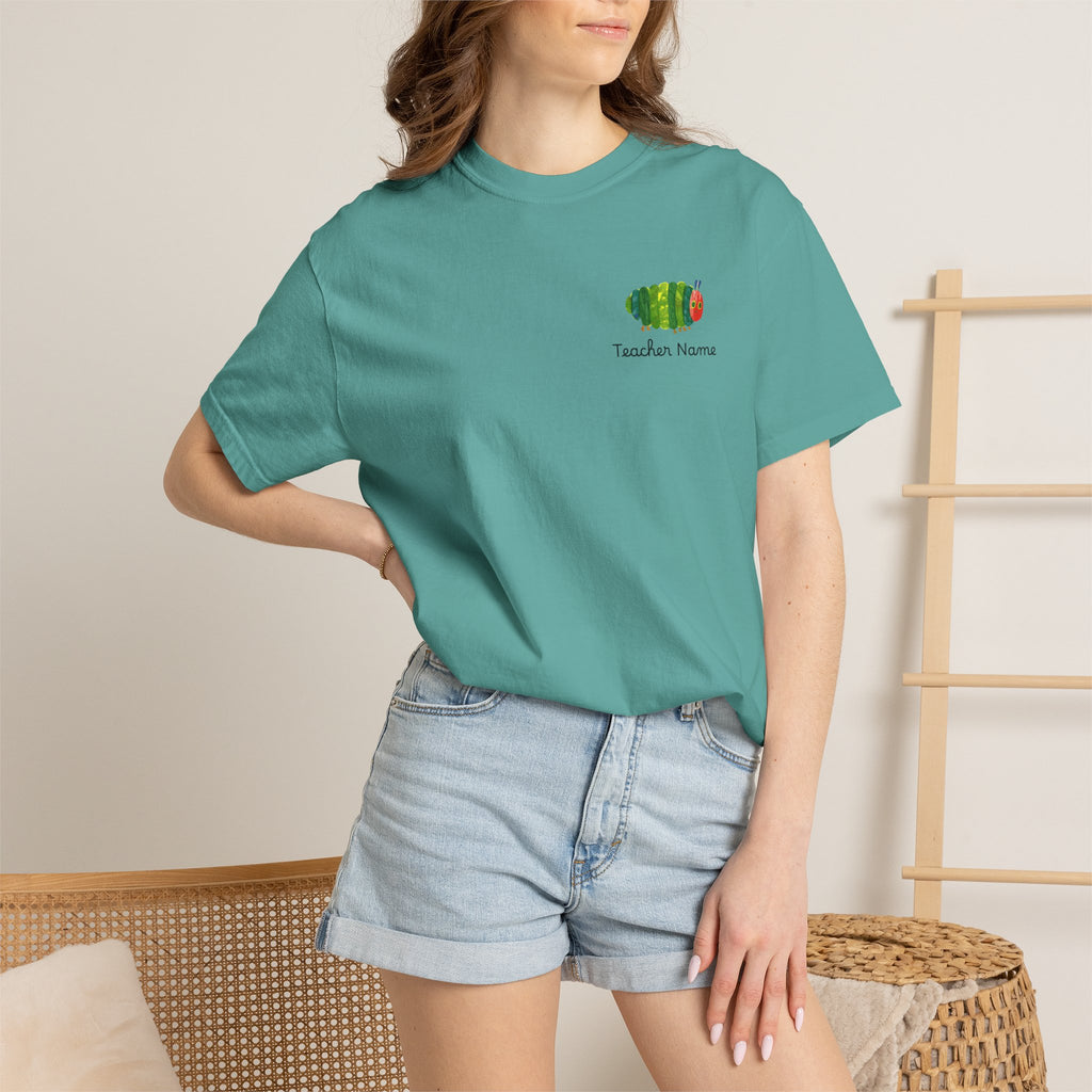 Custom Teacher Gift Caterpillar Garden T-Shirt — Colorful Children’s Storybook Graphic Tee