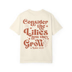 Comfort Colors Oversized T‑Shirt — "Consider the Lilies" Luke Scripture Design
