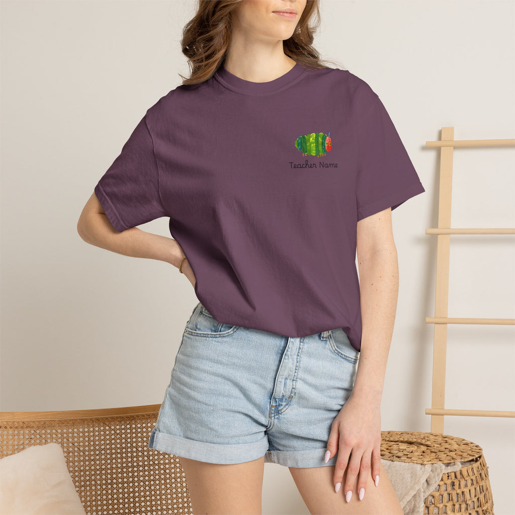 Custom Teacher Gift Caterpillar Garden T-Shirt — Colorful Children’s Storybook Graphic Tee