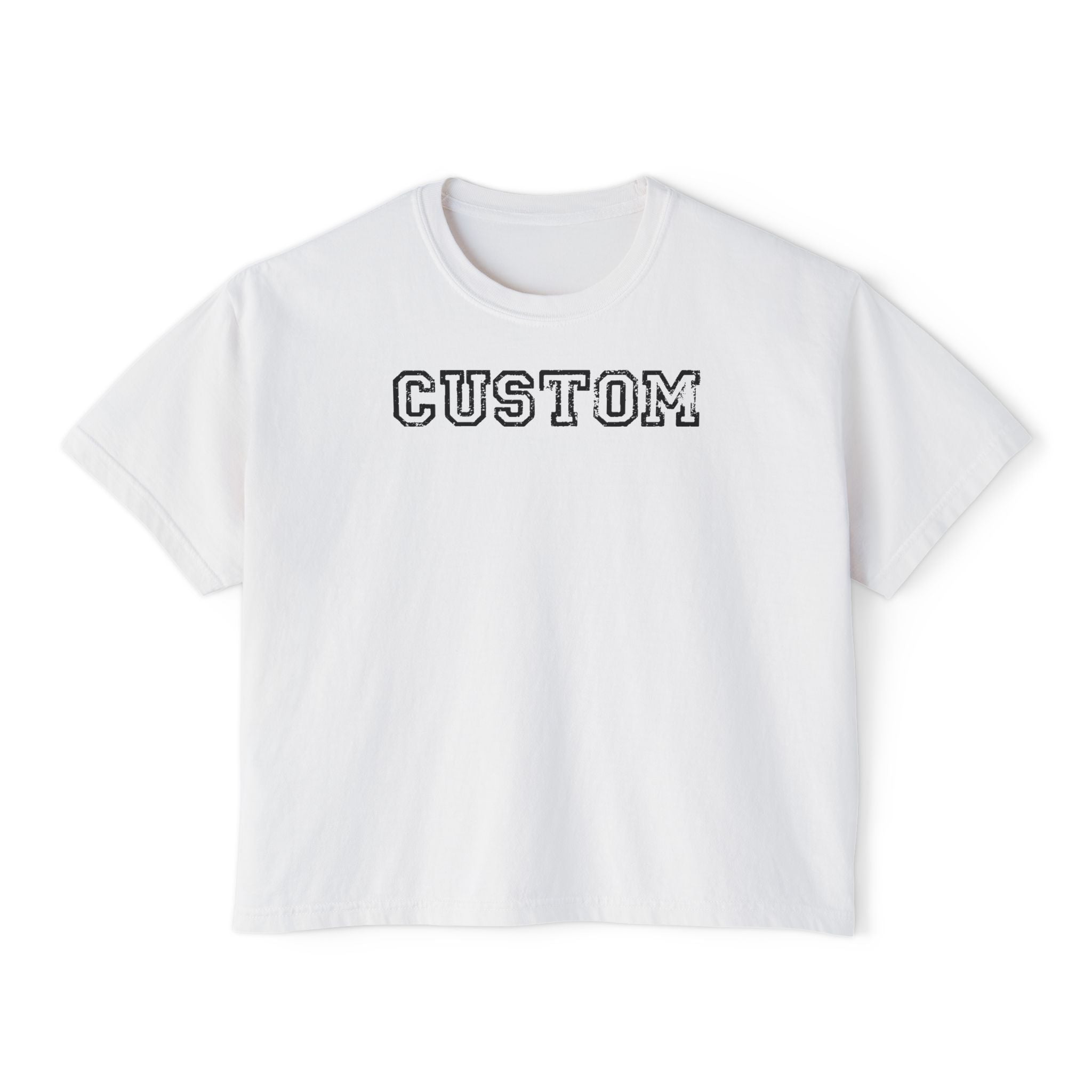 Custom Women's Boxy Tee - Retro Varsity Lettering, Casual Cropped T-Shirt