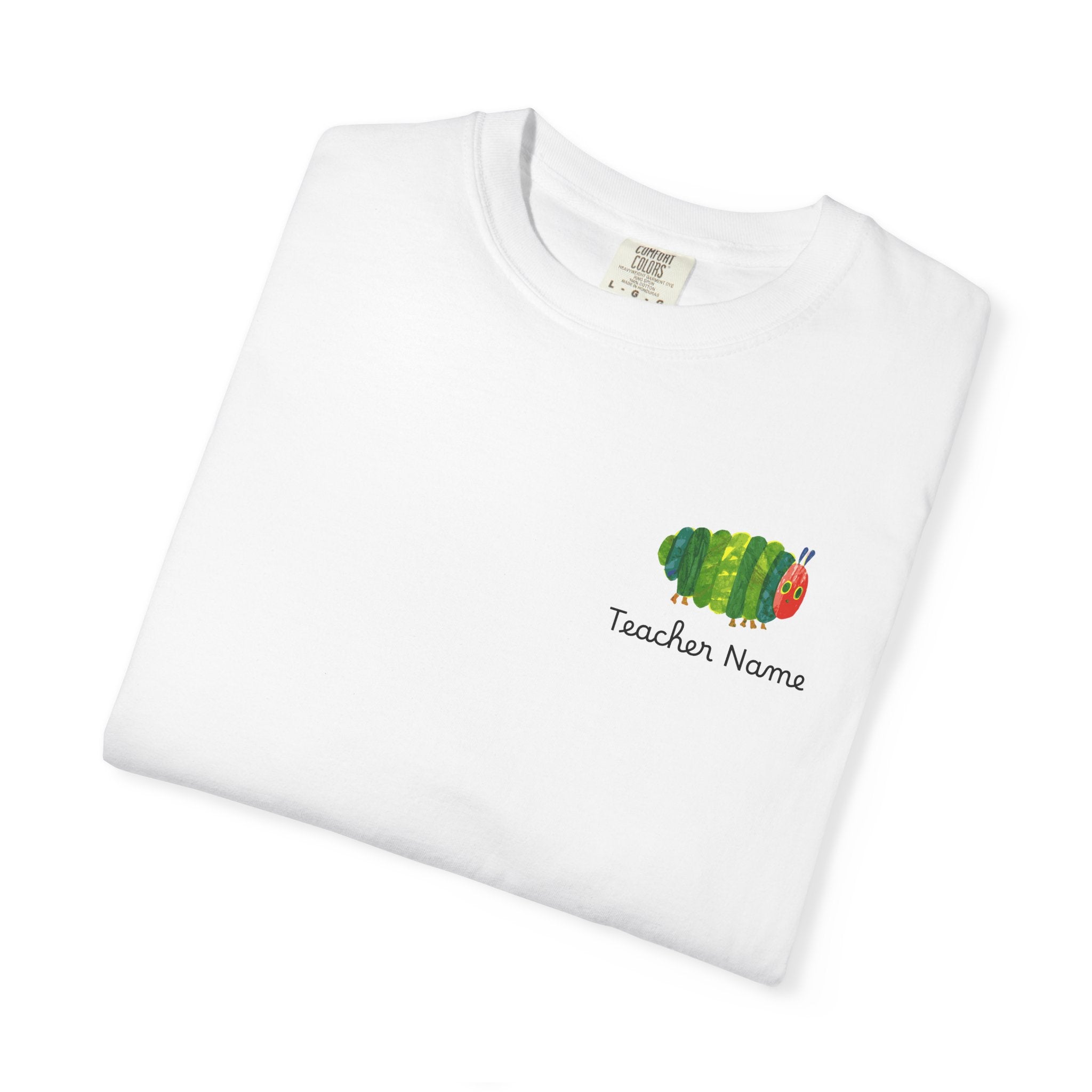 Custom Teacher Gift Caterpillar Garden T-Shirt — Colorful Children’s Storybook Graphic Tee