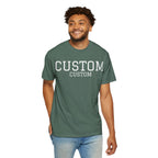 Custom Garment-Dyed T-Shirt — Personalized 'CUSTOM' Vintage Collegiate Tee