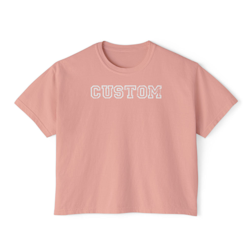 Custom Women's Boxy Tee - Retro Varsity Lettering, Casual Cropped T-Shirt
