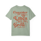 Comfort Colors Oversized T‑Shirt — "Consider the Lilies" Luke Scripture Design