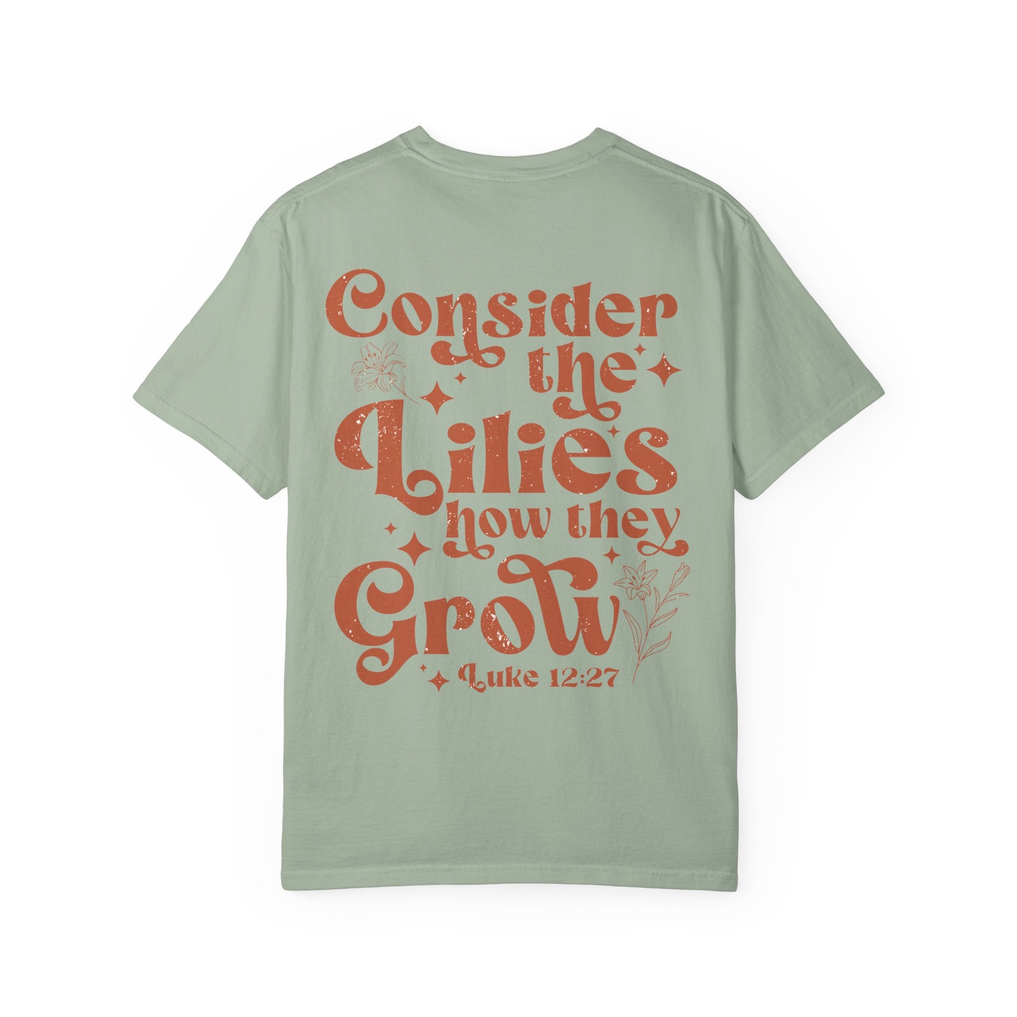 Comfort Colors Oversized T‑Shirt — "Consider the Lilies" Luke Scripture Design