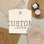 Custom Garment-Dyed T-Shirt — Personalized 'CUSTOM' Vintage Collegiate Tee