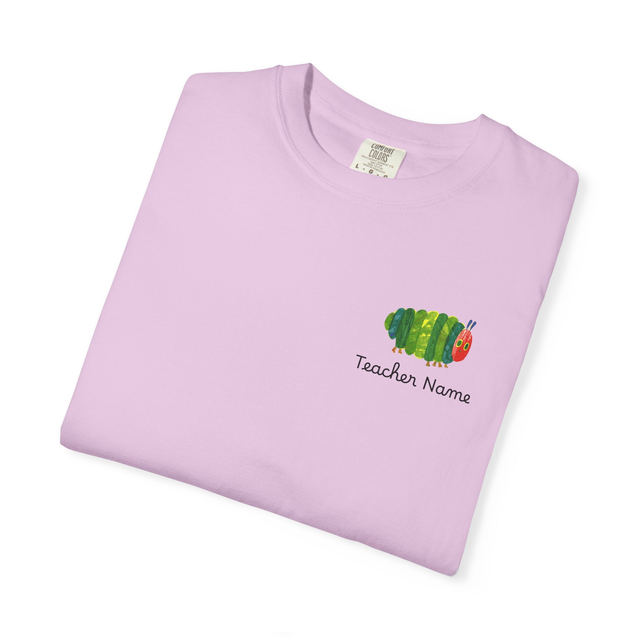 Custom Teacher Gift Caterpillar Garden T-Shirt — Colorful Children’s Storybook Graphic Tee