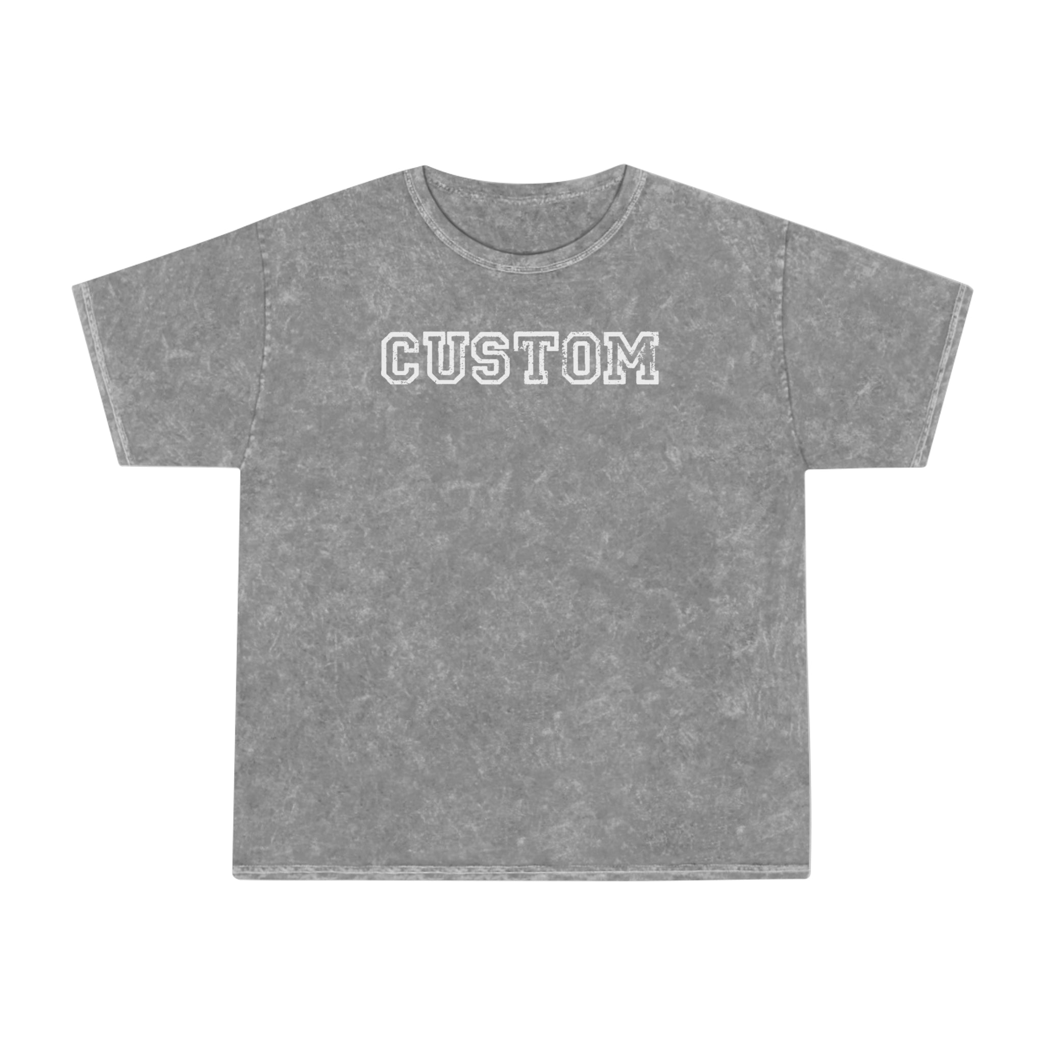 Custom Vintage Mineral Wash T-Shirt — White Varsity Text