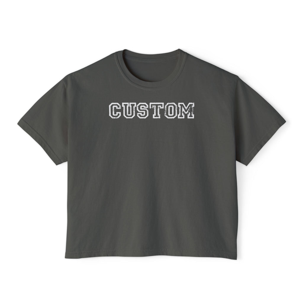 Custom Women's Boxy Tee - Retro Varsity Lettering, Casual Cropped T-Shirt