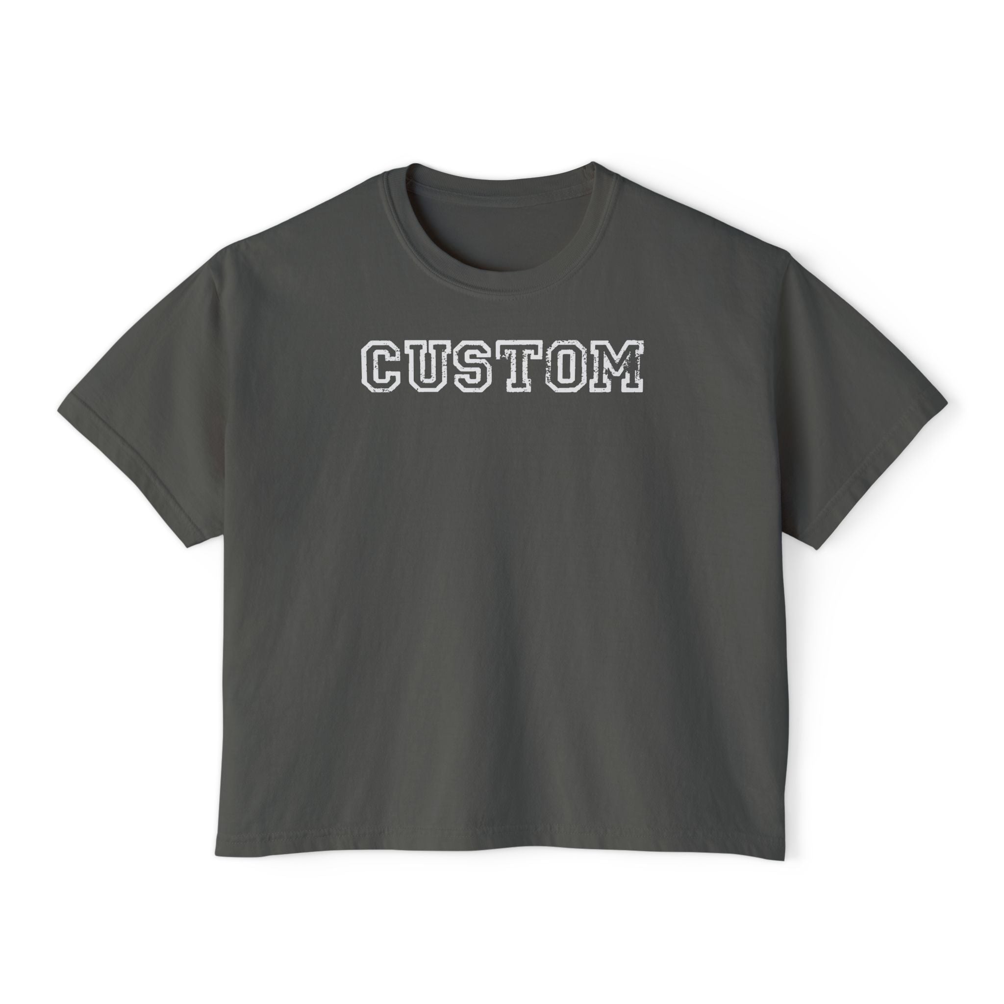 Custom Women's Boxy Tee - Retro Varsity Lettering, Casual Cropped T-Shirt