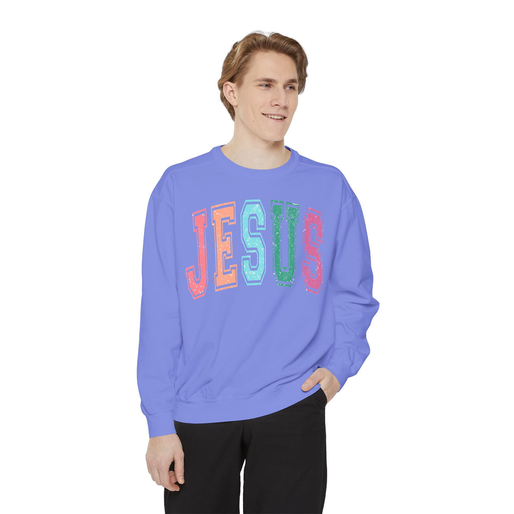 Jesus Rainbow Comfort Colors Crewneck Sweatshirt