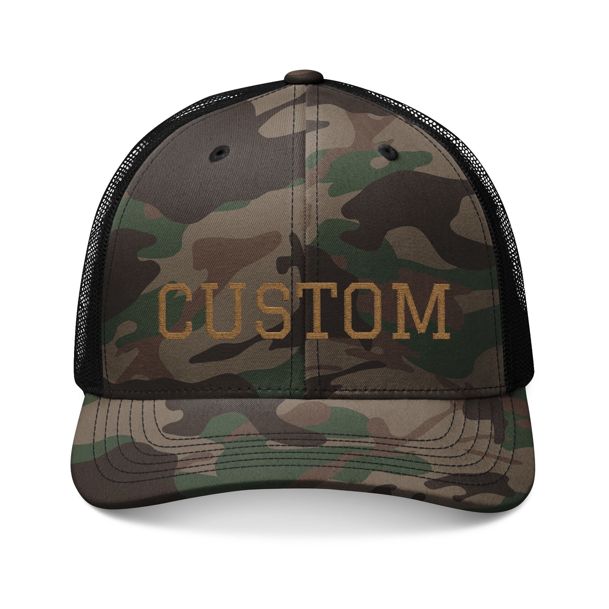 Custom Camo Trucker Hat — Custom Embroidered Military-Style Cap