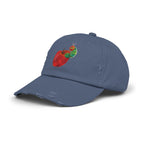 Distressed Cap • Watercolor Caterpillar on Apple Hat — Cute Kids & Adult Storybook Baseball Cap