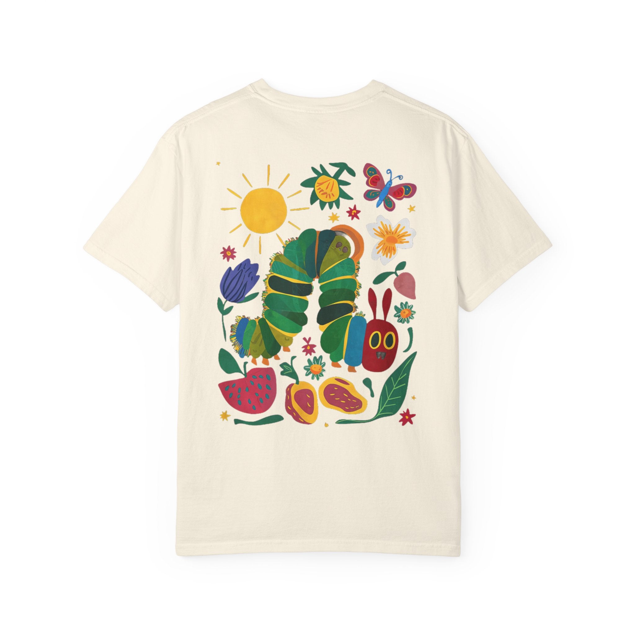 Custom Teacher Gift Caterpillar Garden T-Shirt — Colorful Children’s Storybook Graphic Tee