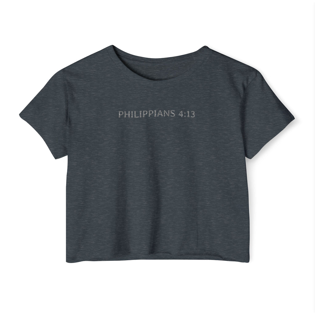 Christian Festival Crop Top — “I Can Do All Things Through Christ Who Strengthens Me" Graphic