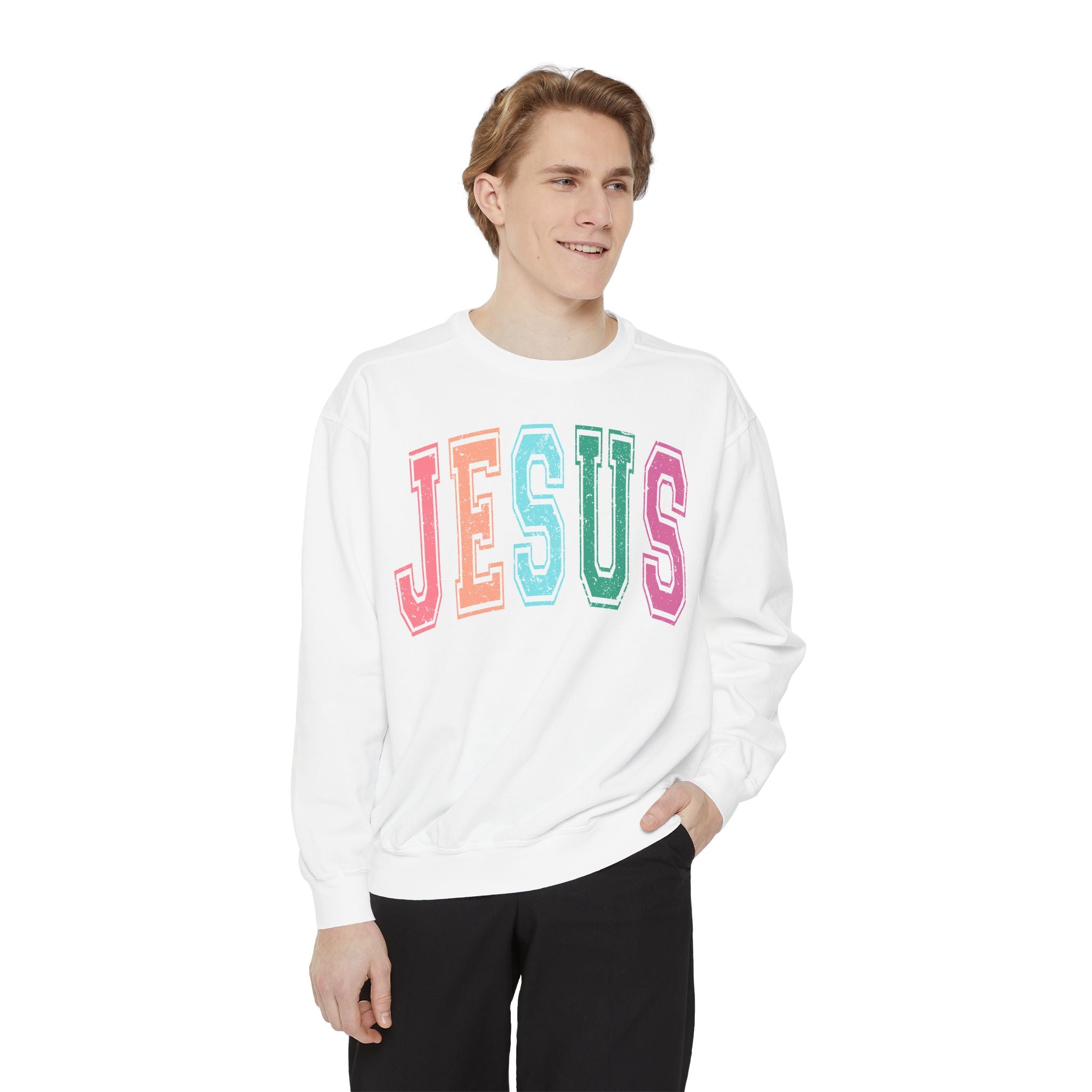 Jesus Rainbow Comfort Colors Crewneck Sweatshirt
