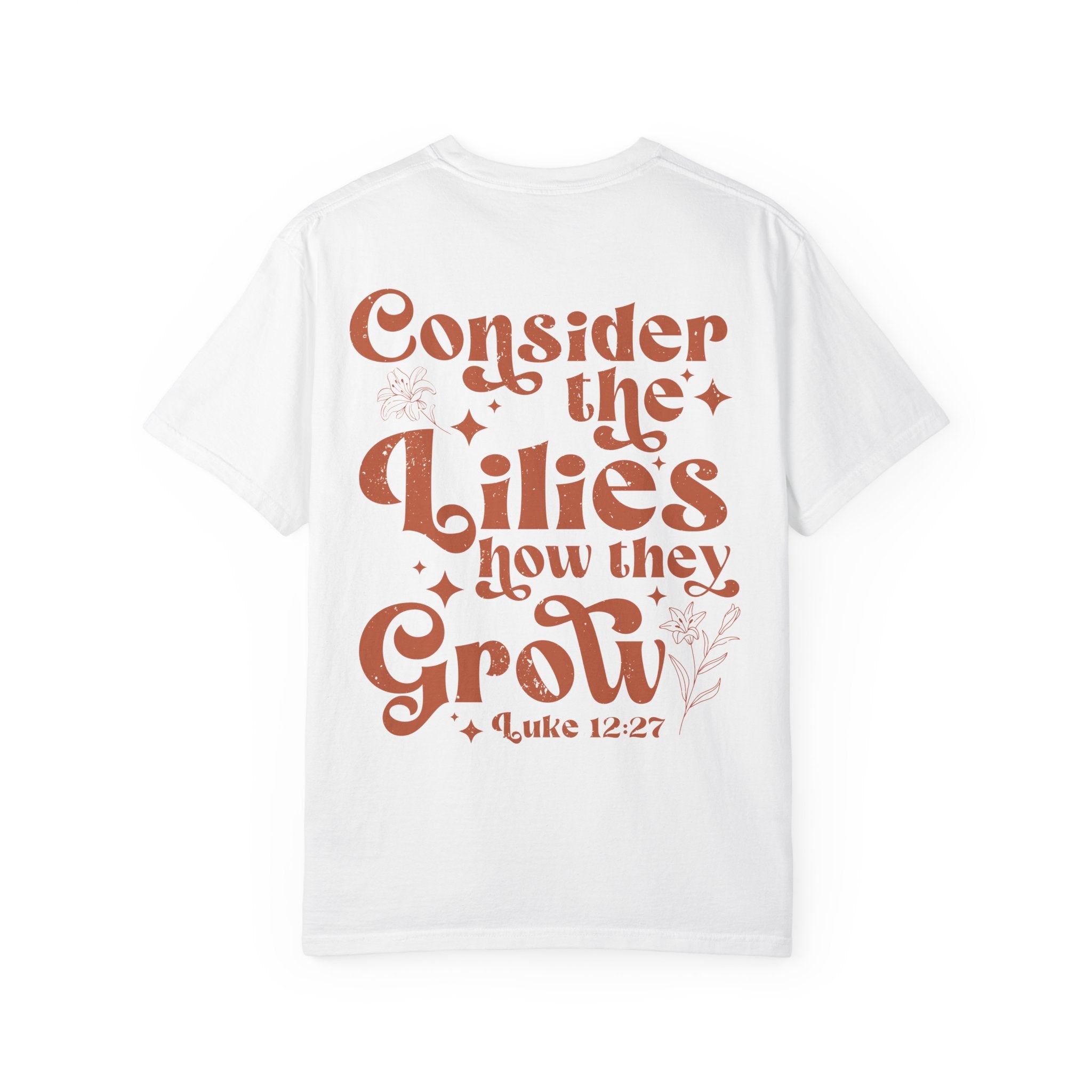 Comfort Colors Oversized T‑Shirt — "Consider the Lilies" Luke Scripture Design