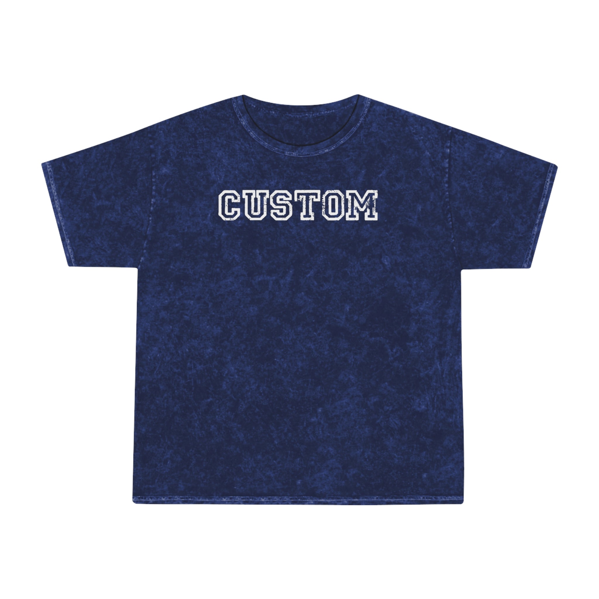 Custom Vintage Mineral Wash T-Shirt — White Varsity Text