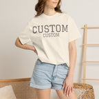 Custom Garment-Dyed T-Shirt — Personalized 'CUSTOM' Vintage Collegiate Tee