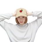 Distressed Cap • Watercolor Caterpillar on Apple Hat — Cute Kids & Adult Storybook Baseball Cap