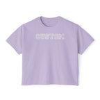 Custom Women's Boxy Tee - Retro Varsity Lettering, Casual Cropped T-Shirt