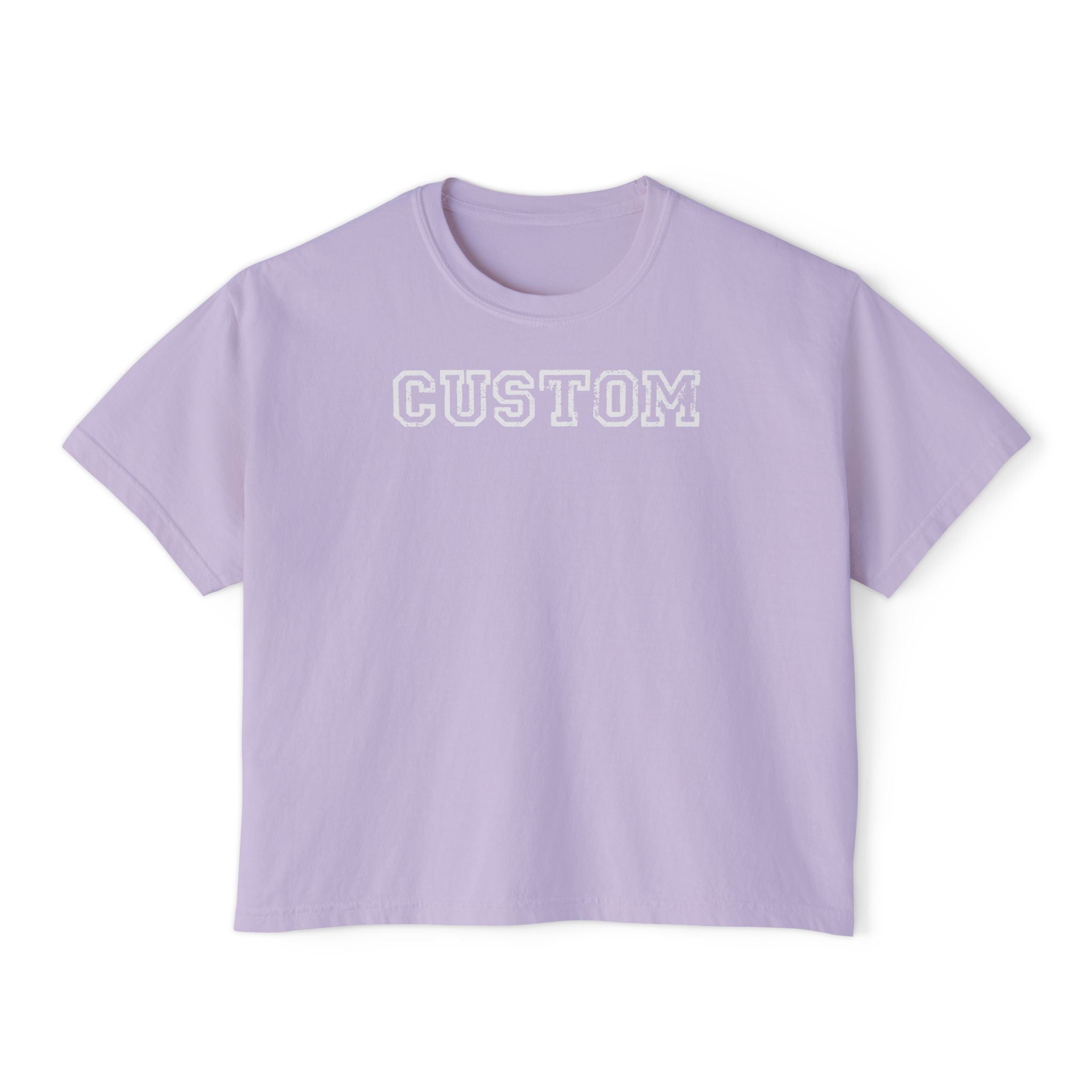 Custom Women's Boxy Tee - Retro Varsity Lettering, Casual Cropped T-Shirt
