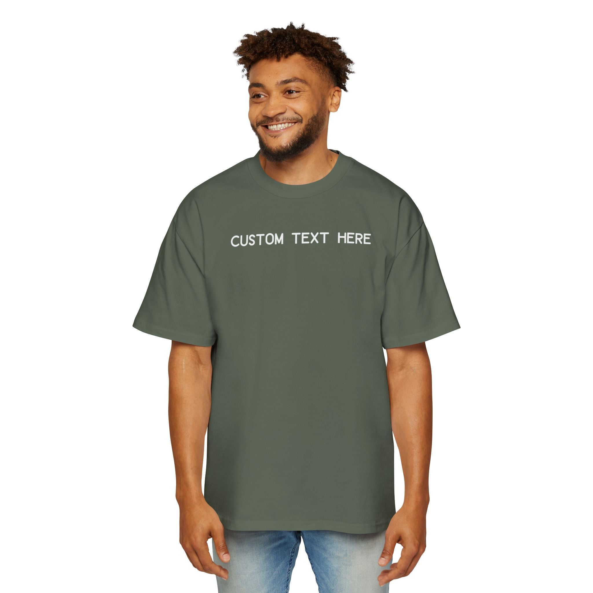 Custom T-Shirt - Custom Text Oversized Tee — Men's Personalized White T-Shirt
